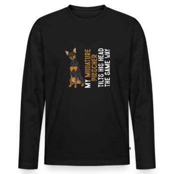 Miniature Pinscher Rehpinscher Min Pin Dog - T-shirt manches longues Premium bio Homme - noir - Devant - Nico (187cm)
