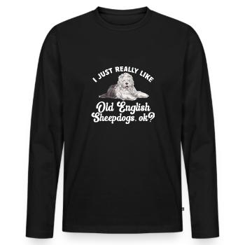 Old English Sheepdog Sheepie Bobtail - Men's Premium Organic Long Sleeve Shirt - black - Front - Nico (187cm)