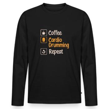 Cardio Drumming Gym Fitness Class Workout - Men's Premium Organic Long Sleeve Shirt - black - Front - Nico (187cm)