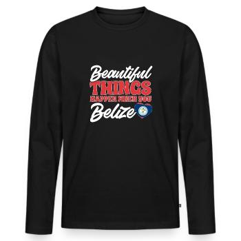 Belize Flagge Belizer - Männer Premium Bio Langarmshirt - Schwarz - Vorne - Nico (187cm)