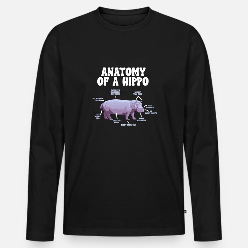 Flusspferd Nilpferd - Männer Premium Bio Langarmshirt - Schwarz