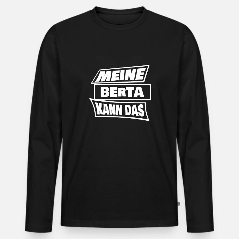 Berta als Berta - Männer Premium Bio Langarmshirt - Schwarz