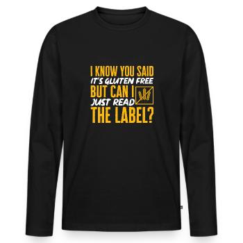 Gluten Free Gluten Intolerance - Men's Premium Organic Long Sleeve Shirt - black - Front - Nico (187cm)
