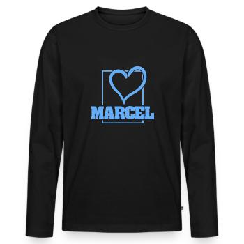 Marcel als Bachelor - Männer Premium Bio Langarmshirt - Schwarz - Vorne - Nico (187cm)