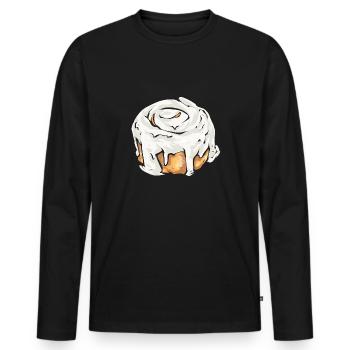 Zimtschnecke - Männer Premium Bio Langarmshirt - Schwarz - Vorne - Nico (187cm)