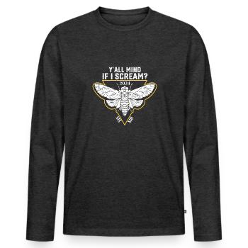Cicada Y'all Mind If I Scream Cicadae Brood Swarm - Men's Premium Organic Long Sleeve Shirt - heather anthracite - Front - Nico (187cm)