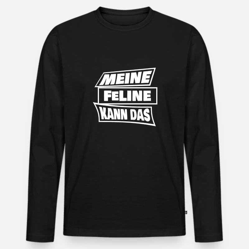 Feline - Männer Premium Bio Langarmshirt - Schwarz
