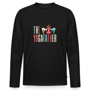 Yoga Le Yogafather Yoga drôle - T-shirt manches longues Premium bio Homme - noir - Devant - Nico (187cm)