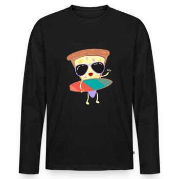 Planche de surf Pizza ananas Hawaii surf - T-shirt manches longues Premium bio Homme - noir - Devant - Nico (187cm)