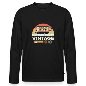 Best of 1970 vintage 50th birthday fifty years - Men's Premium Organic Long Sleeve Shirt - black - Front - Nico (187cm)