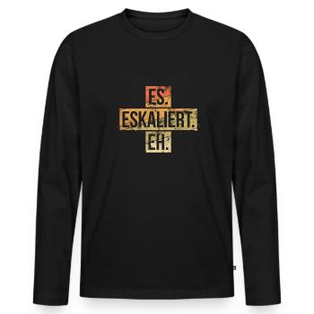 Es eskaliert eh Mallorca Sprüche Eskalation Feiern - Männer Premium Bio Langarmshirt - Schwarz - Vorne - Nico (187cm)