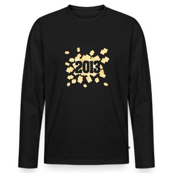 Né en 2013 - T-shirt manches longues Premium bio Homme - noir - Devant - Nico (187cm)