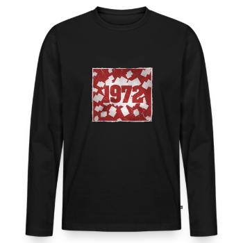 Born in 1972 - Men's Premium Organic Long Sleeve Shirt - black - Front - Nico (187cm)