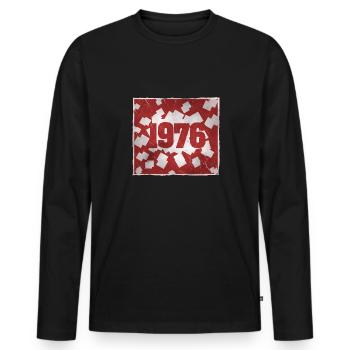 Born in 1976 - Men's Premium Organic Long Sleeve Shirt - black - Front - Nico (187cm)