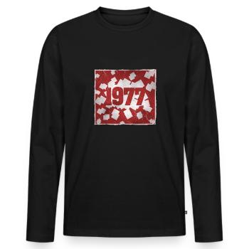 Born in 1977 - Men's Premium Organic Long Sleeve Shirt - black - Front - Nico (187cm)