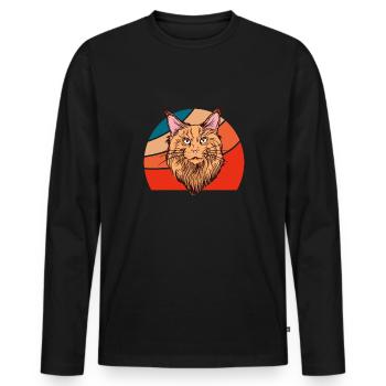 Maine Coon Chat - T-shirt manches longues Premium bio Homme - noir - Devant - Nico (187cm)