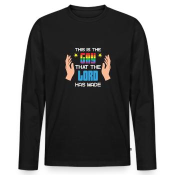 LBGT Flag Gay Pride This is the Gay that the Lord - Men's Premium Organic Long Sleeve Shirt - black - Front - Nico (187cm)
