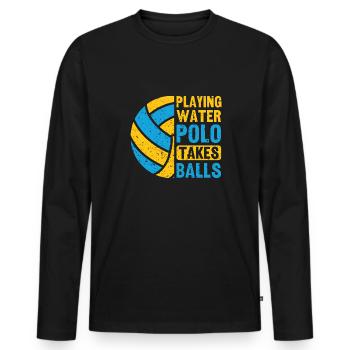 Water Polo Wasserball - Men's Premium Organic Long Sleeve Shirt - black - Front - Nico (187cm)