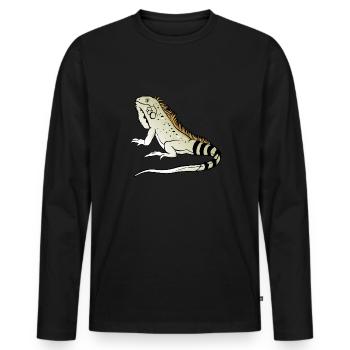 Leguan Eidechse Reptil Herpetologe - Männer Premium Bio Langarmshirt - Schwarz - Vorne - Nico (187cm)