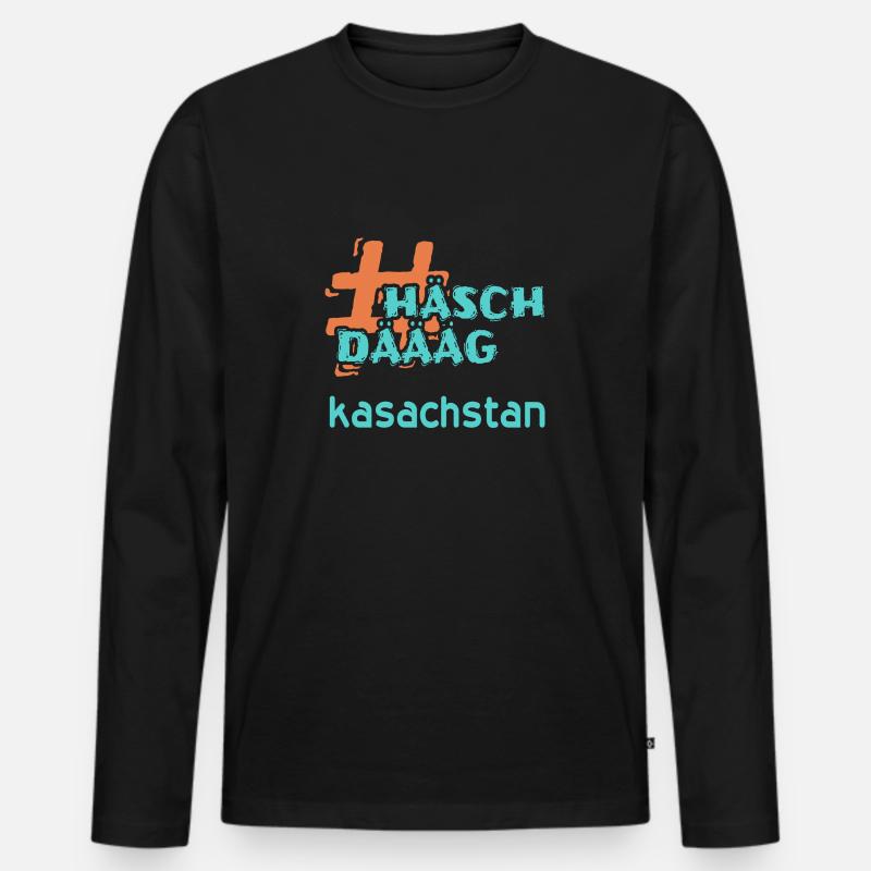 kasachstan - Männer Premium Bio Langarmshirt - Schwarz