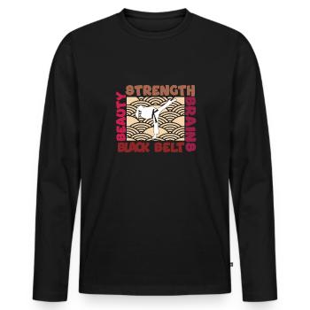 Karate Black Belt Boxing Sports - Men's Premium Organic Long Sleeve Shirt - black - Front - Nico (187cm)