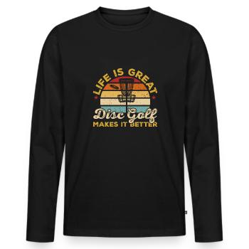Discgolf Disc Golf Frisbee - Men's Premium Organic Long Sleeve Shirt - black - Front - Nico (187cm)