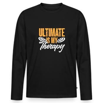 Disque de lancer de frisbee ultime - T-shirt manches longues Premium bio Homme - noir - Devant - Nico (187cm)