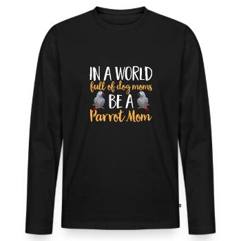 Graupapagei African Grey Parrot Papagei - Men's Premium Organic Long Sleeve Shirt - black - Front - Nico (187cm)