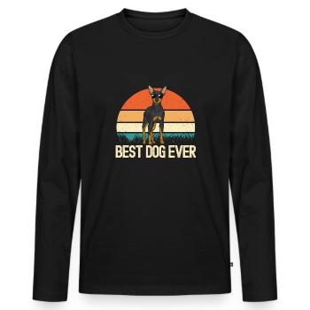 Miniature Pinscher Rehpinscher Min Pin Dog - T-shirt manches longues Premium bio Homme - noir - Devant - Nico (187cm)