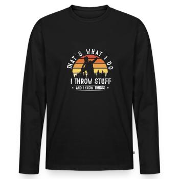 Kugelstoßen Werfen Leichtathletik - Männer Premium Bio Langarmshirt - Schwarz - Vorne - Nico (187cm)