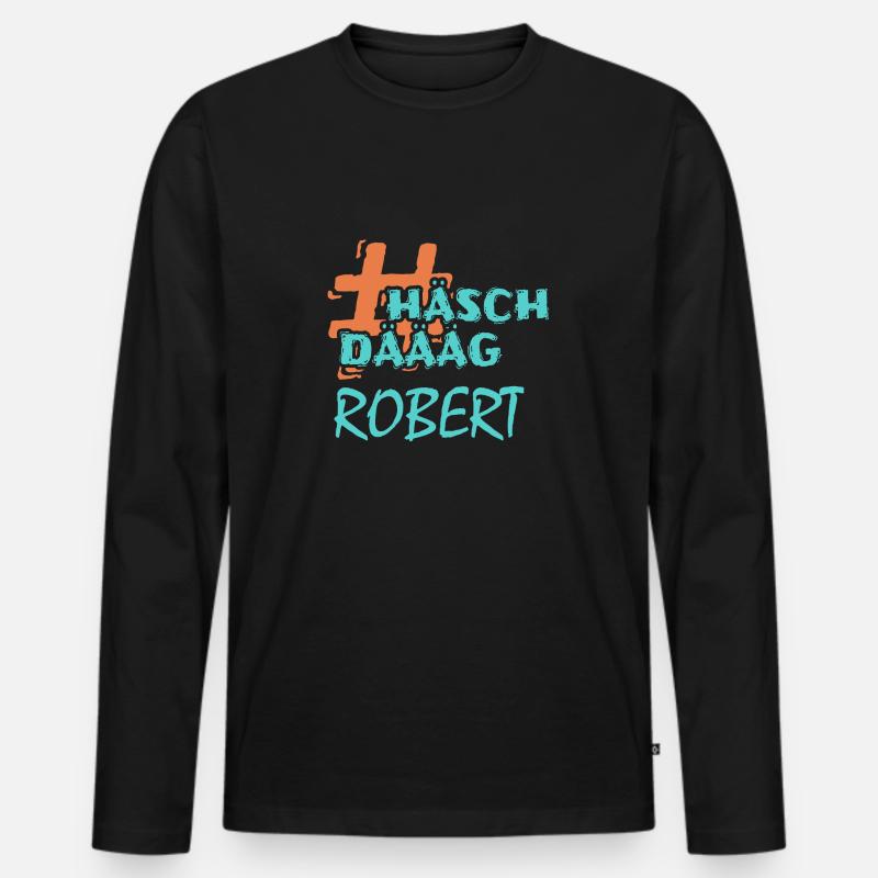 Vorname Robert - Männer Premium Bio Langarmshirt - Schwarz