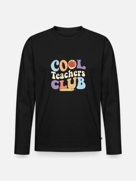 Cool Teacher Club Live Love Teach Terug naar School - Mannen Premium Bio shirt met lange mouwen - zwart