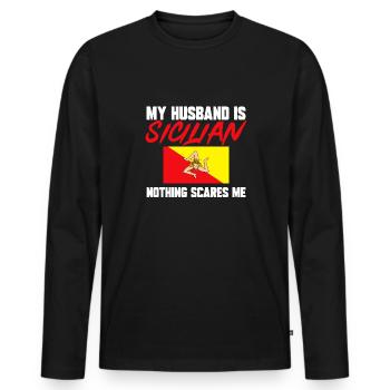 Bandiera Sicilia Italia Sicilia - Maglia a manica lunga ecologica premium da uomo - nero - Fronte - Nico (187cm)
