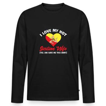 Bandiera Sicilia Italia Sicilia - Maglia a manica lunga ecologica premium da uomo - nero - Fronte - Nico (187cm)
