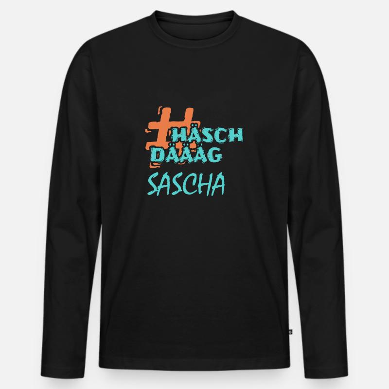 Sascha Sascha - Männer Premium Bio Langarmshirt - Schwarz