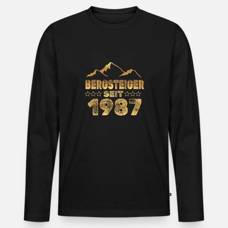 1987 - Männer Premium Bio Langarmshirt - Schwarz