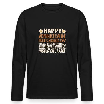 Secrétaire, Adjointe administrative, Commis de bureau - T-shirt manches longues Premium bio Homme - noir - Devant - Nico (187cm)