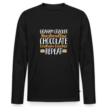S'more Lagerfeuer Marshmallow Camping - Männer Premium Bio Langarmshirt - Schwarz - Vorne - Nico (187cm)