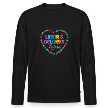 Infirmière Bébé Maternité Infirmière - T-shirt manches longues Premium bio Homme - noir - Devant - Nico (187cm)