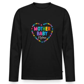 Infirmière Bébé Maternité Infirmière - T-shirt manches longues Premium bio Homme - noir - Devant - Nico (187cm)