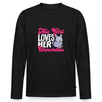 Chinchilla - Männer Premium Bio Langarmshirt - Schwarz - Vorne - Nico (187cm)