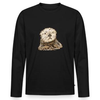 Seeotter - Männer Premium Bio Langarmshirt - Schwarz - Vorne - Nico (187cm)