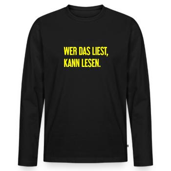 If you read this, you can read. - Men's Premium Organic Long Sleeve Shirt - black - Front - Nico (187cm)