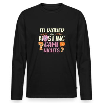 Trivia night funny board game night hosting trivia - Men's Premium Organic Long Sleeve Shirt - black - Front - Nico (187cm)