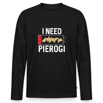Pierogi polonais - T-shirt manches longues Premium bio Homme - noir - Devant - Nico (187cm)