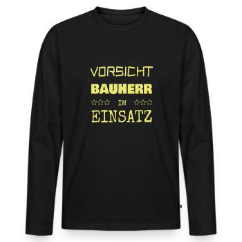 Bauherr als Berufung - Männer Premium Bio Langarmshirt - Schwarz - Vorne - Nico (187cm)