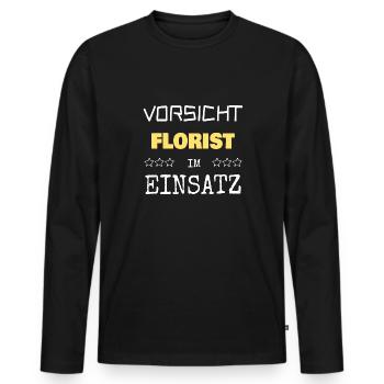 florist - Men's Premium Organic Long Sleeve Shirt - black - Front - Nico (187cm)