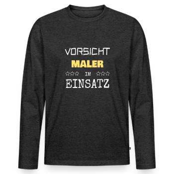 Peintre de vocation - T-shirt manches longues Premium bio Homme - anthracite chiné - Devant - Nico (187cm)