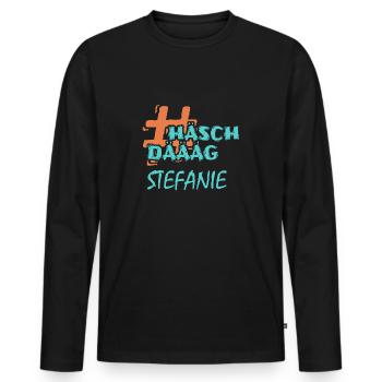 First name Stefanie - Men's Premium Organic Long Sleeve Shirt - black - Front - Nico (187cm)