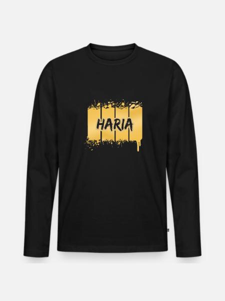 Haria - Männer Premium Bio Langarmshirt - Schwarz